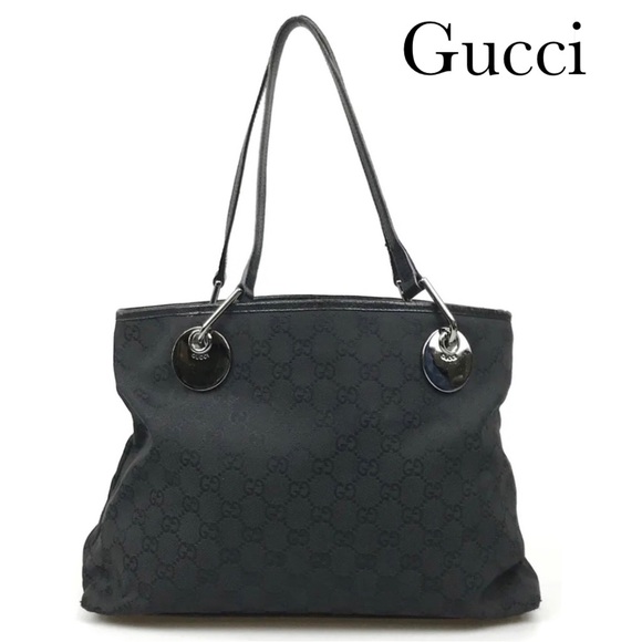 Gucci Vintage Black Eclipse GG canvas tote - Picture 1 of 16
